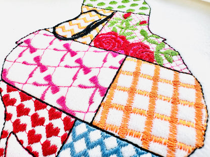 Patchwork Duck Bird patterned farm bird Duck outline machine embroidery