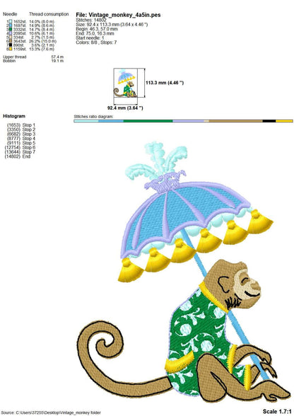 Summer vacation Monkey sun umbrella taking sunbath in the hoop fringed