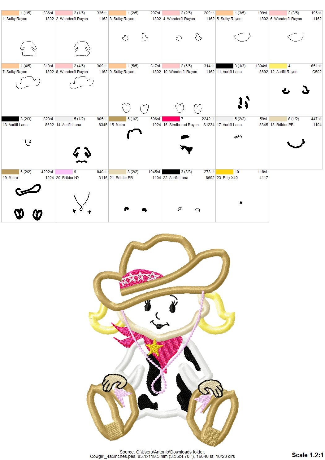 Rodeo Cowboy Cowgirl Baby Set of 2 Applique