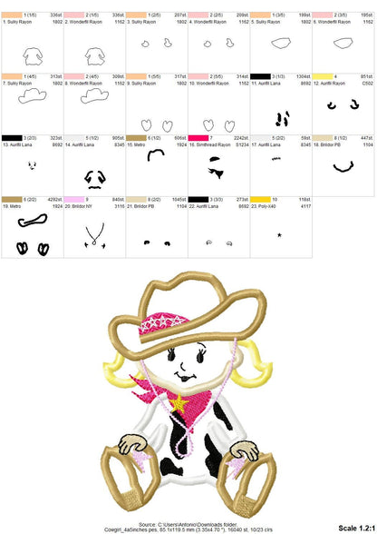 Rodeo Cowboy Cowgirl Baby Set of 2 Applique