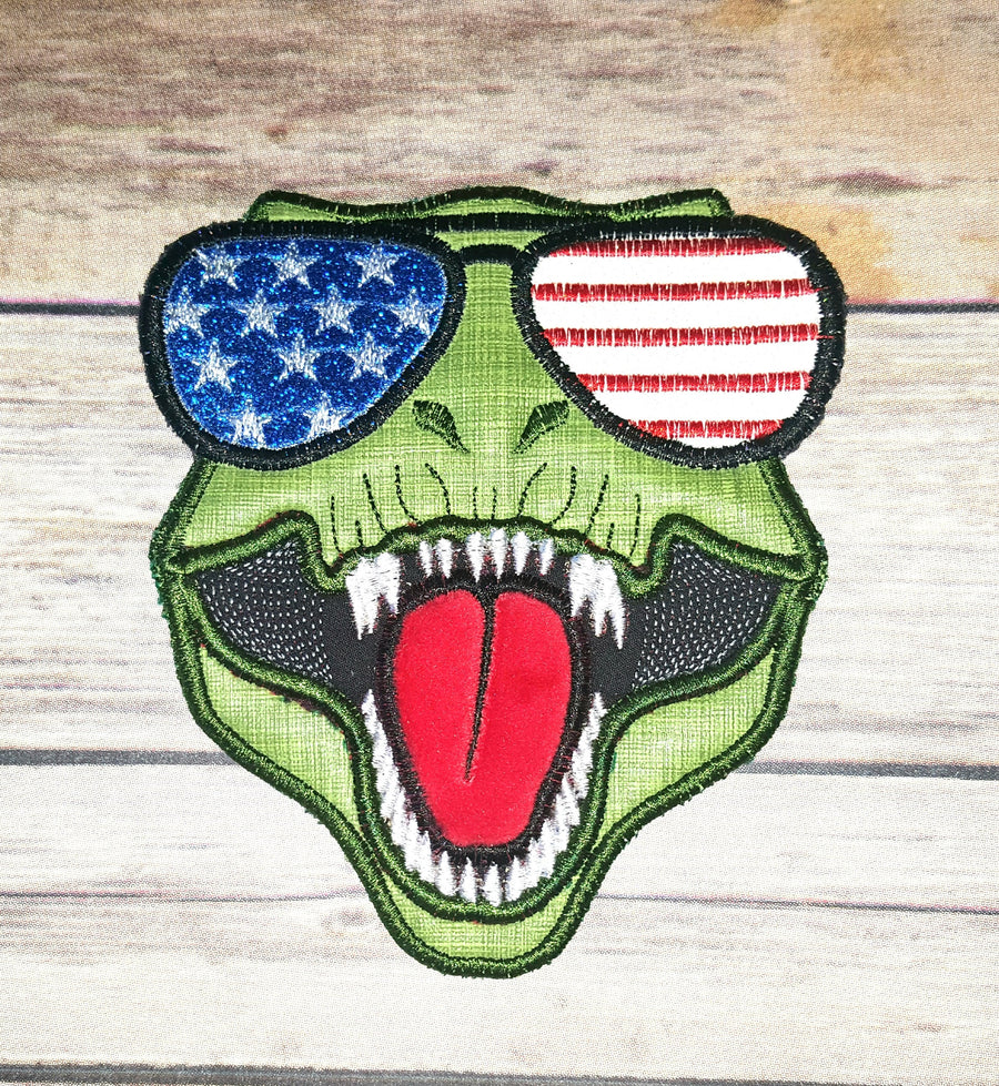 T-rex Dinosaur Face aviator glasses 4th of July patriotic machine