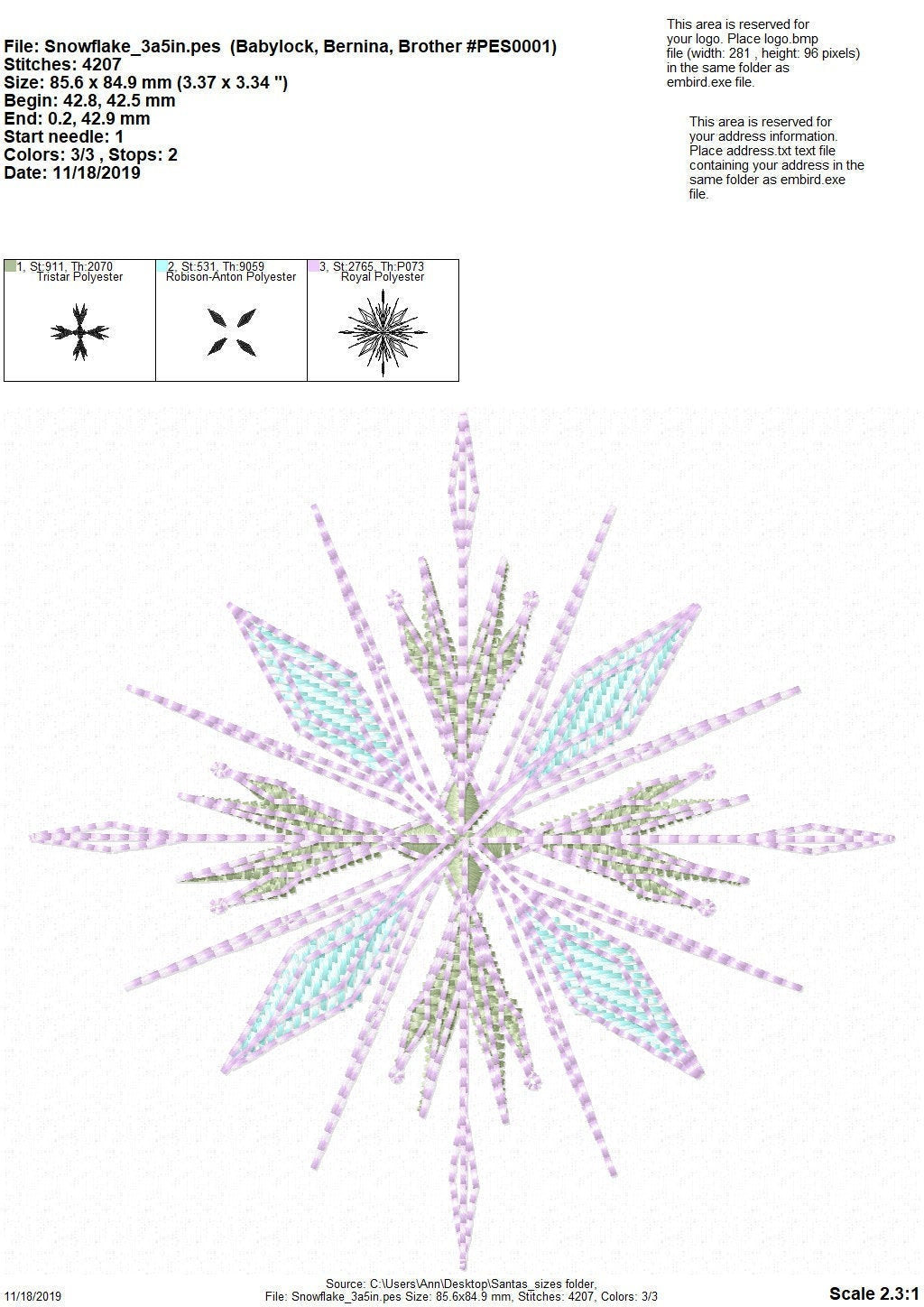 Frozen Light Stitch Snowflake Set of 2