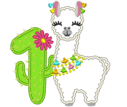 Llama Cactus Birthday Number 1