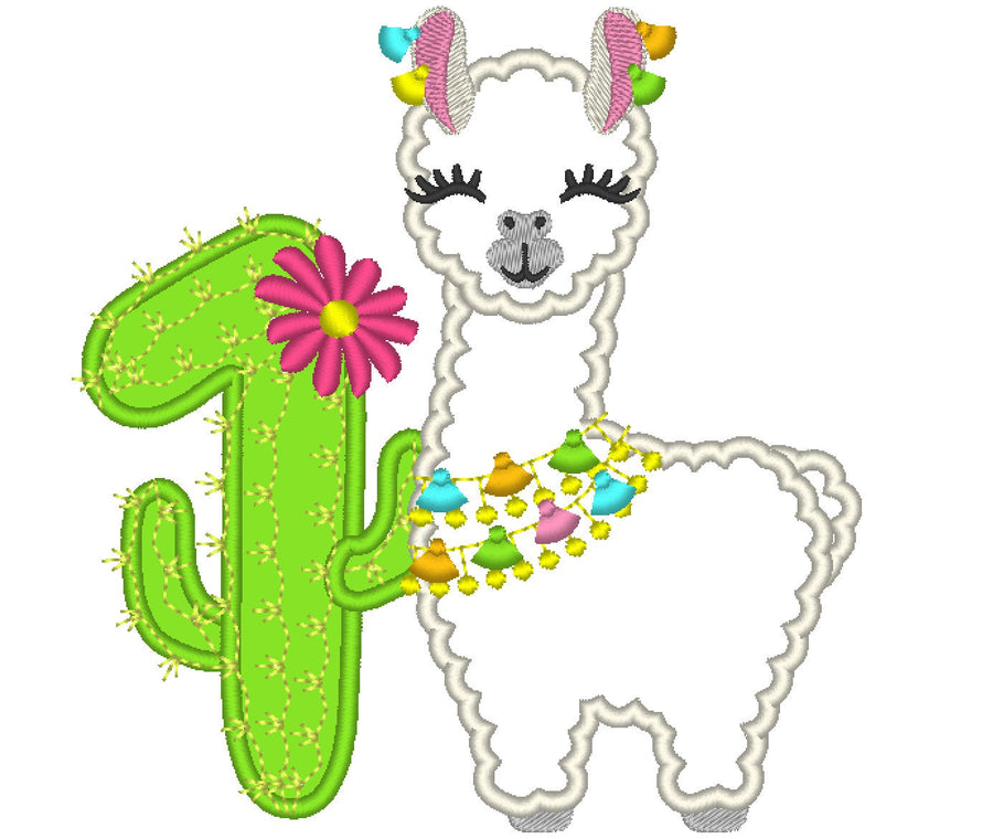 Llama Cactus Birthday Number 1