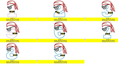 Pirate Birthday Numbers Applique