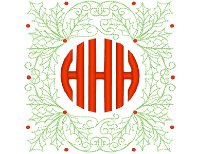 Christmas Holly Circle Monogram