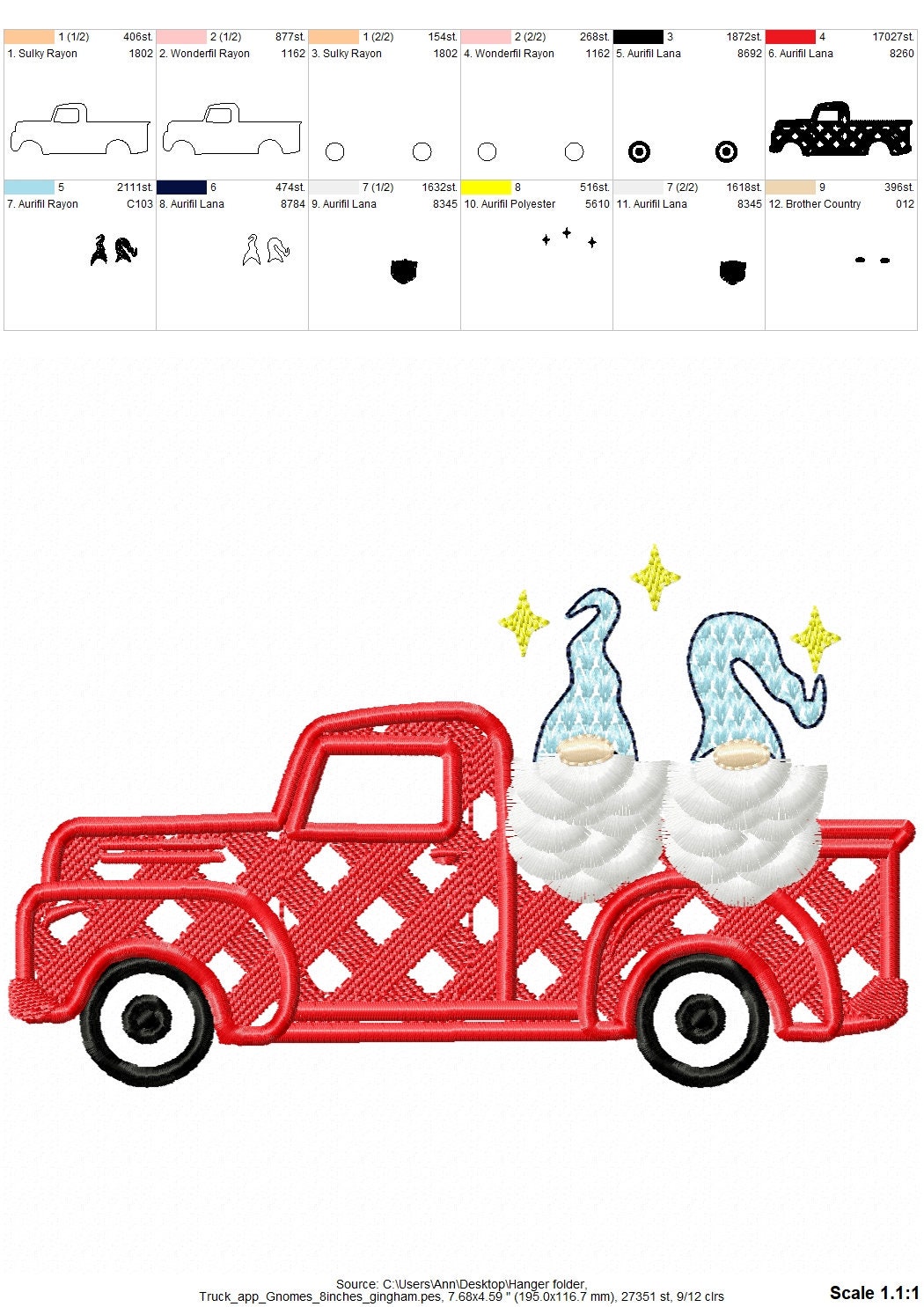 Fringed Gnome in Christmas Red Truck