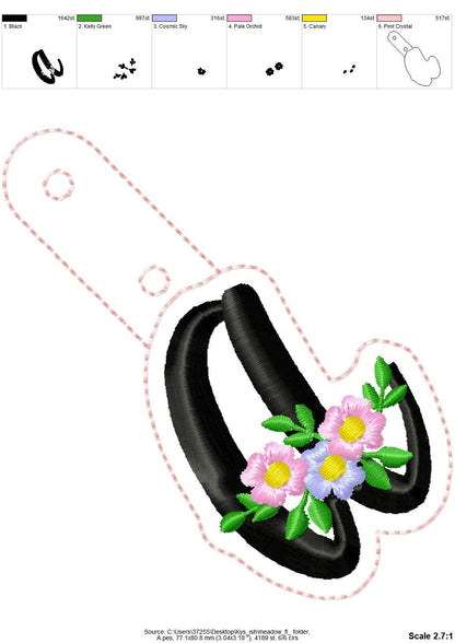Meadow Floral Monogram Keychain ITH