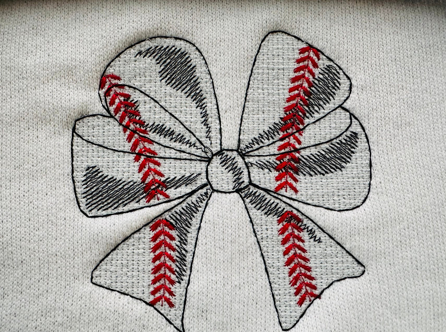 Light Stitch Baseball Bow Line Art