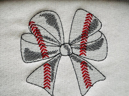 Light Stitch Baseball Bow Line Art