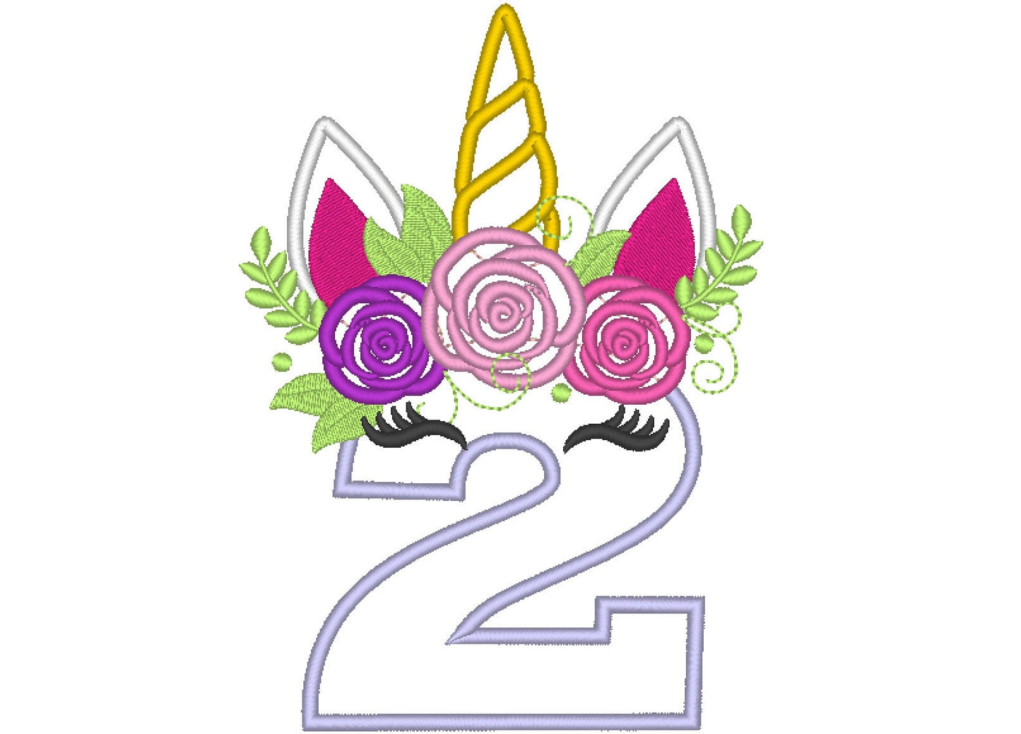 Floral Unicorn Birthday Numbers Applique