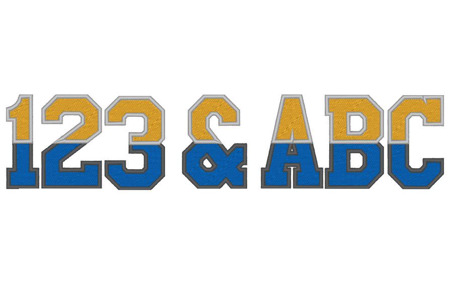 2-Color Athletic Block Split Font Applique