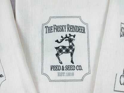 Retro Vintage style Christmas Kitchen dish towel quotes sayings SET of