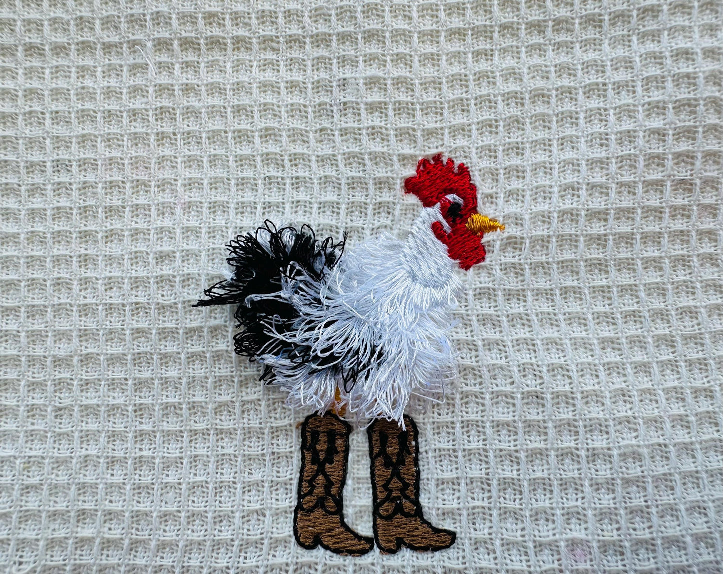 Fringed Rooster with Cowboy Boots