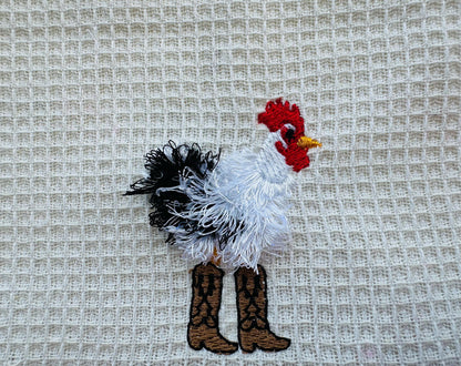 Fringed Rooster with Cowboy Boots