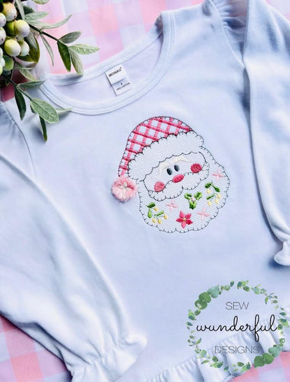 Christmas Santa Claus Outline Floral Beard