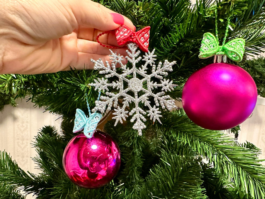 Gingham Bow Christmas Ornament Hanger