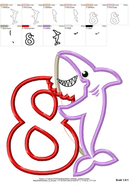 Baby Shark Birthday Number 8 Eight