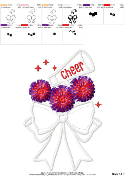 Cheerleader Fringed Pom Poms Bow