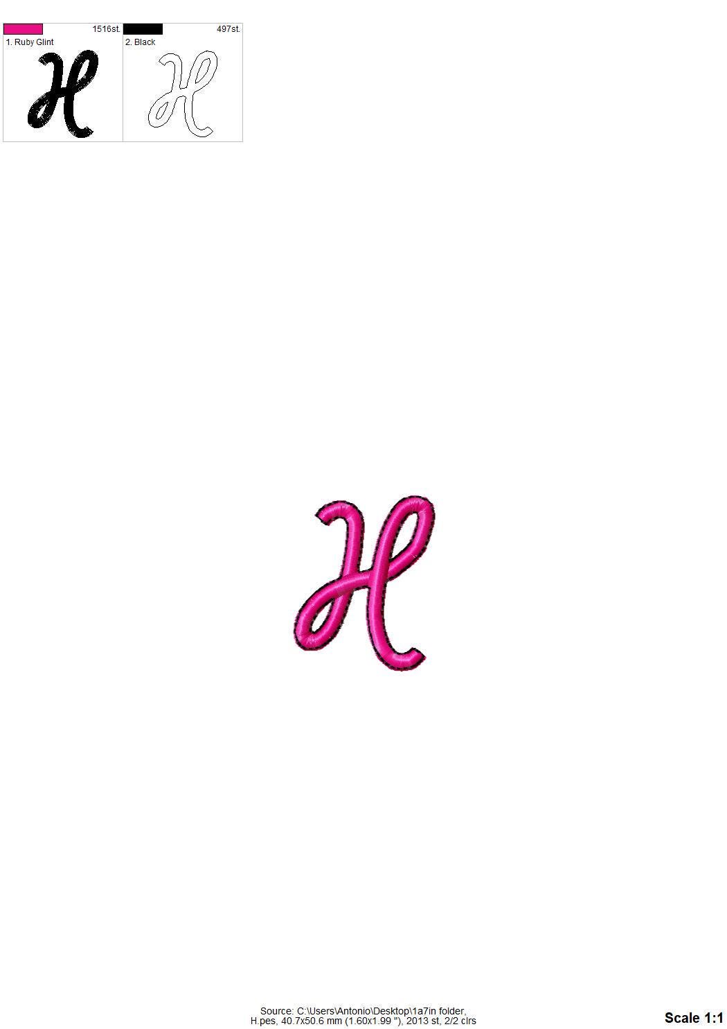 Satin Stitch and Outline Handwritten Font Barb