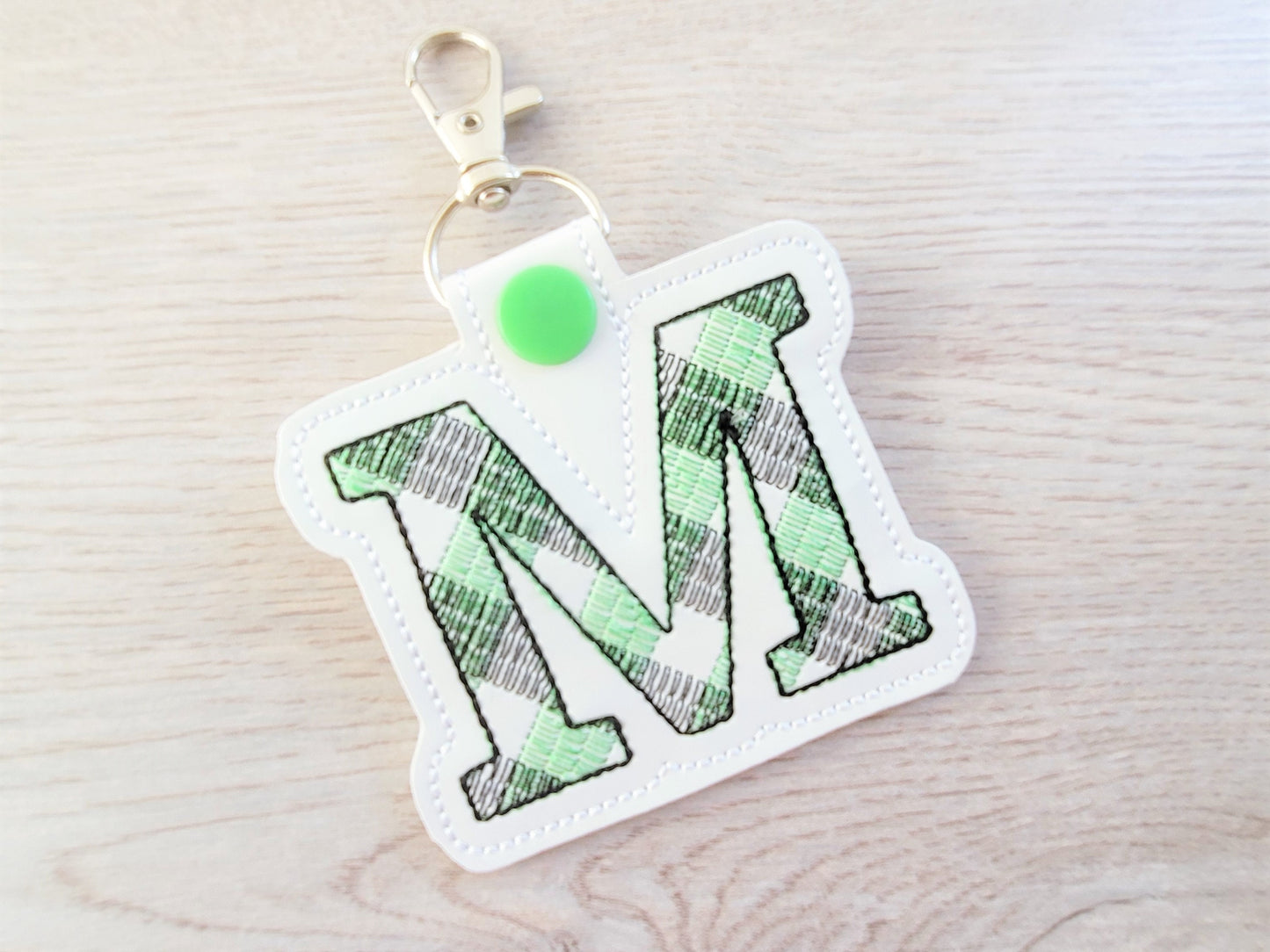 Christmas Gingham Monogram Keychain
