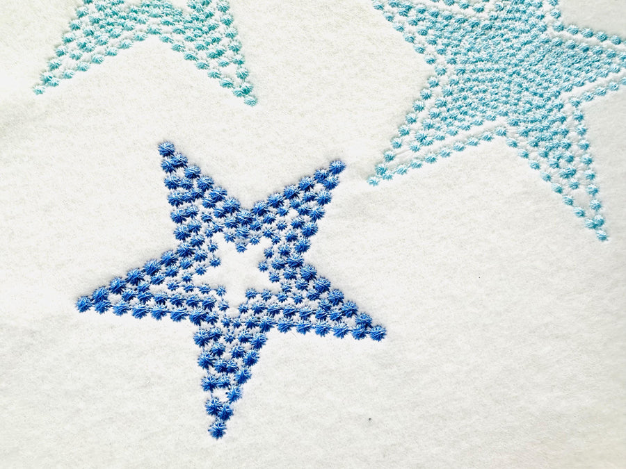 Stars pearl stitch outline Star SET of 6 types machine embroidery