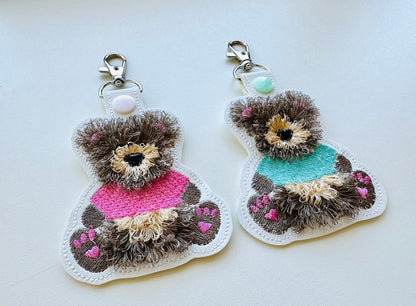 Fringed Teddy Bear Baby Keychain