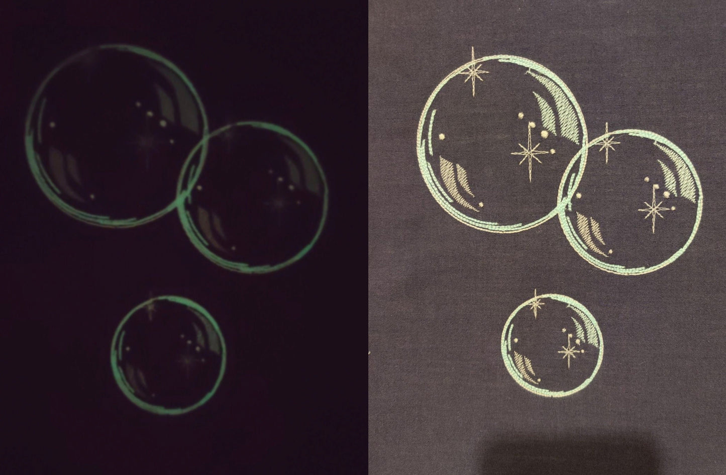 Glowing Water Bubbles and Single Bubble