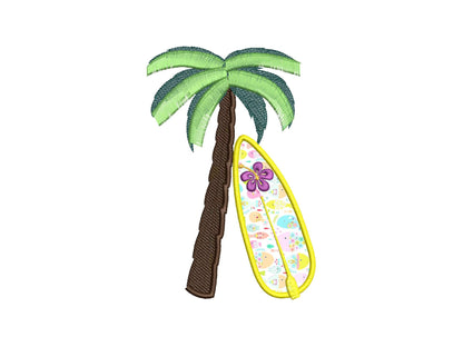 Summer Beach Palm And Surfing Board