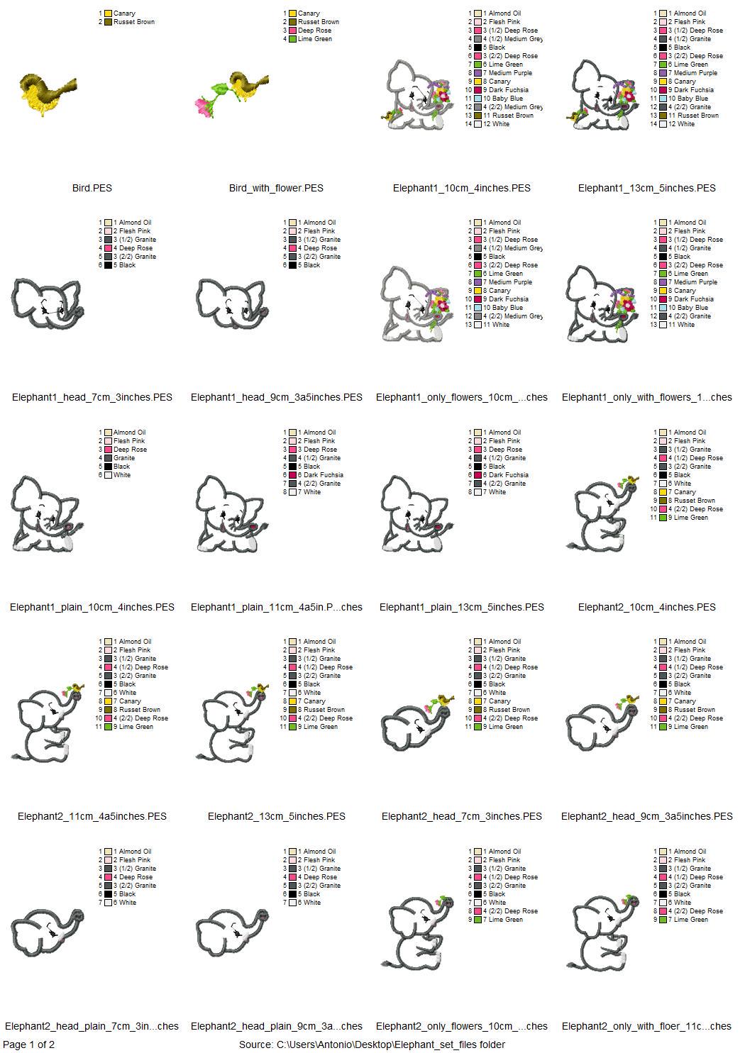 Cute Little Elephant Applique Set