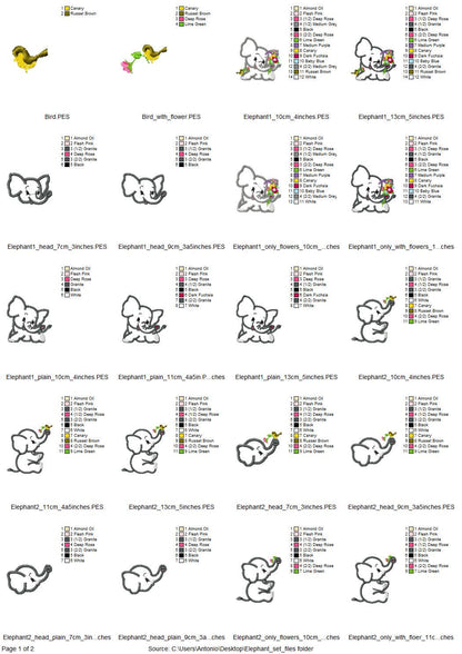 Cute Little Elephant Applique Set