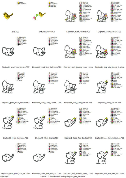 Cute Little Elephant Applique Set