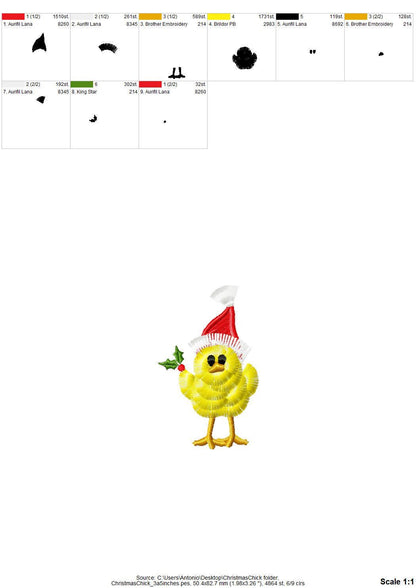 Christmas Holly Chick fringed fur chenille fluffy Chick with Santa Hat