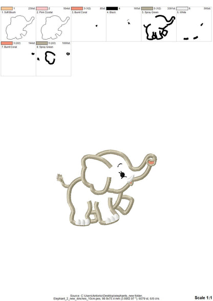 Little Elephant Applique Set of 4