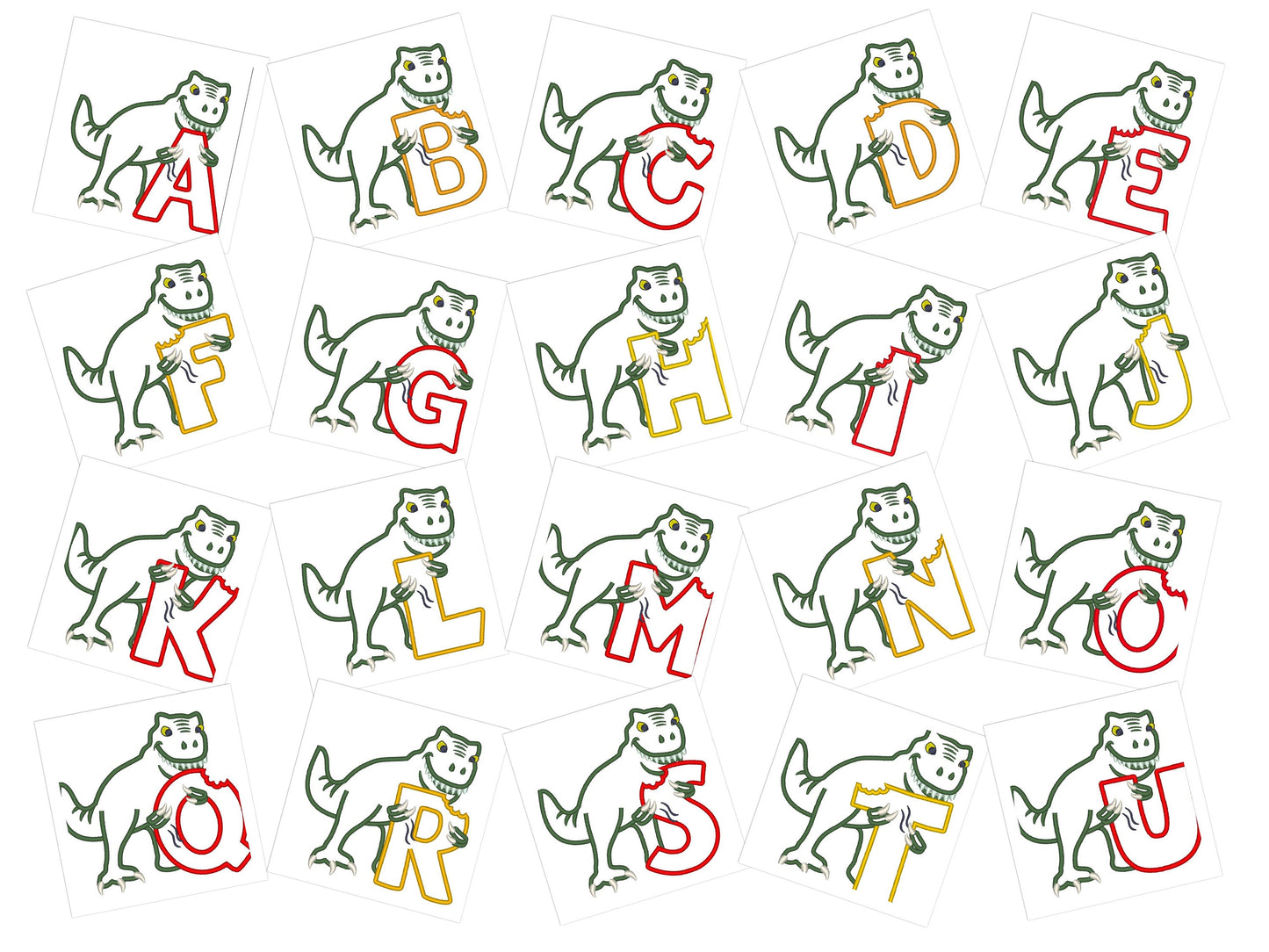 T-rex dinosaur Personalized name letter whole alphabet 26 letters