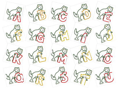 T-rex dinosaur Personalized name letter whole alphabet 26 letters