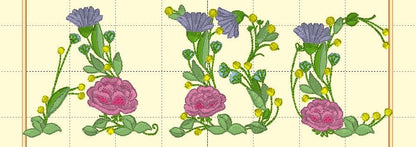 Block Floral Font Uppercase Letters