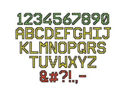 Miner Bricks Pixel Font Fill Stitch Font