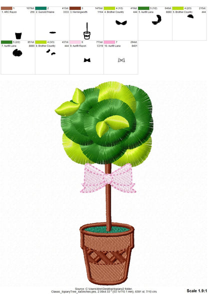Fringed Topiary Tree with Bow