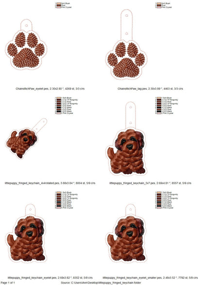 Little Dog Puppy And Paw Keychain