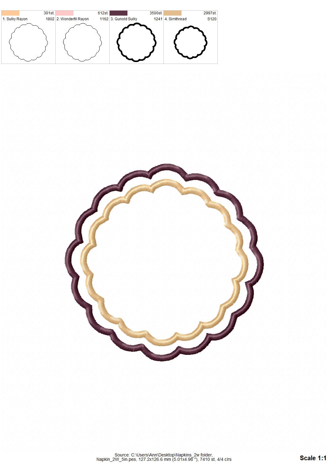 Scalloped Napkin Coaster Doily ITH