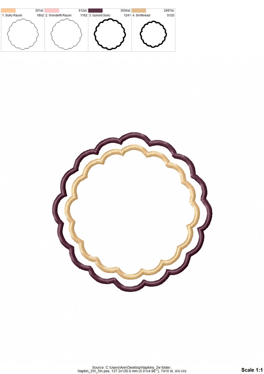 Scalloped Napkin Coaster Doily ITH