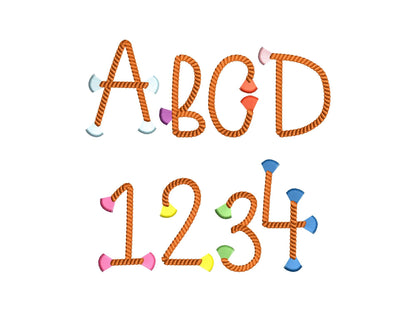 Rope stitch FONT with fringed ends tassel alphabet letters numbers
