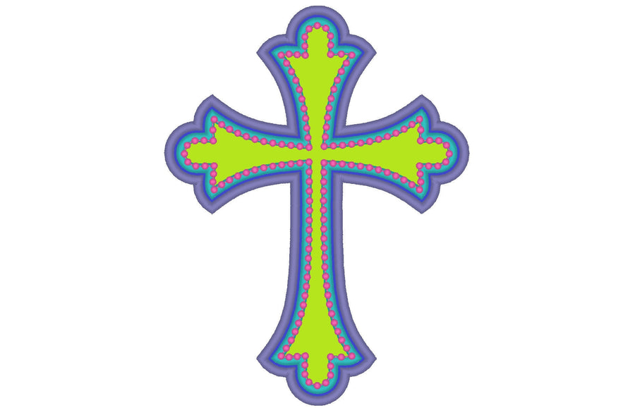 Cross applique awesome multicolor machine embroidery design, cross