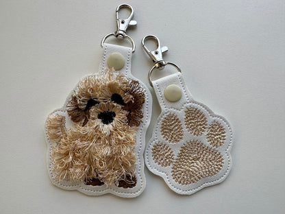 Little Dog Puppy And Paw Keychain