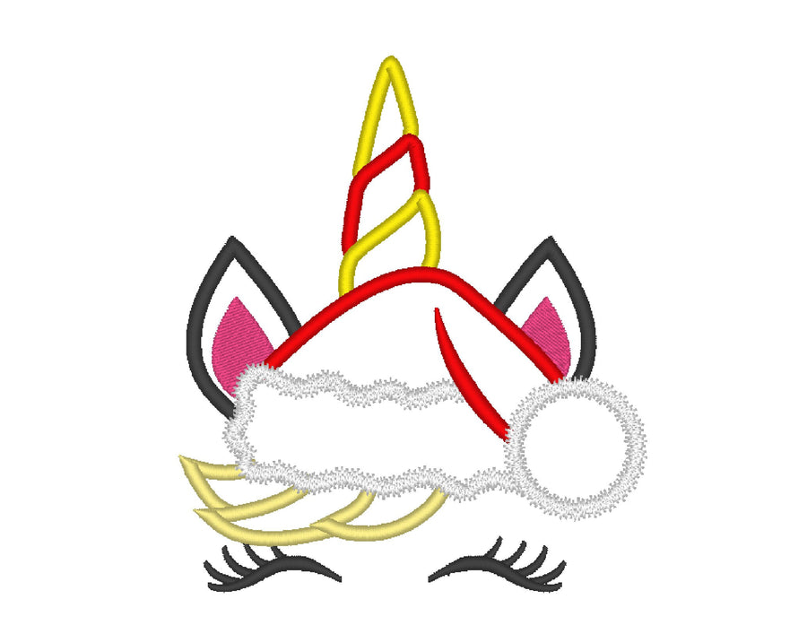 Christmas Unicorn with Santa Hat