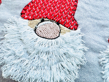 Fringed Gnome Knit Hat Trio 3 in a row