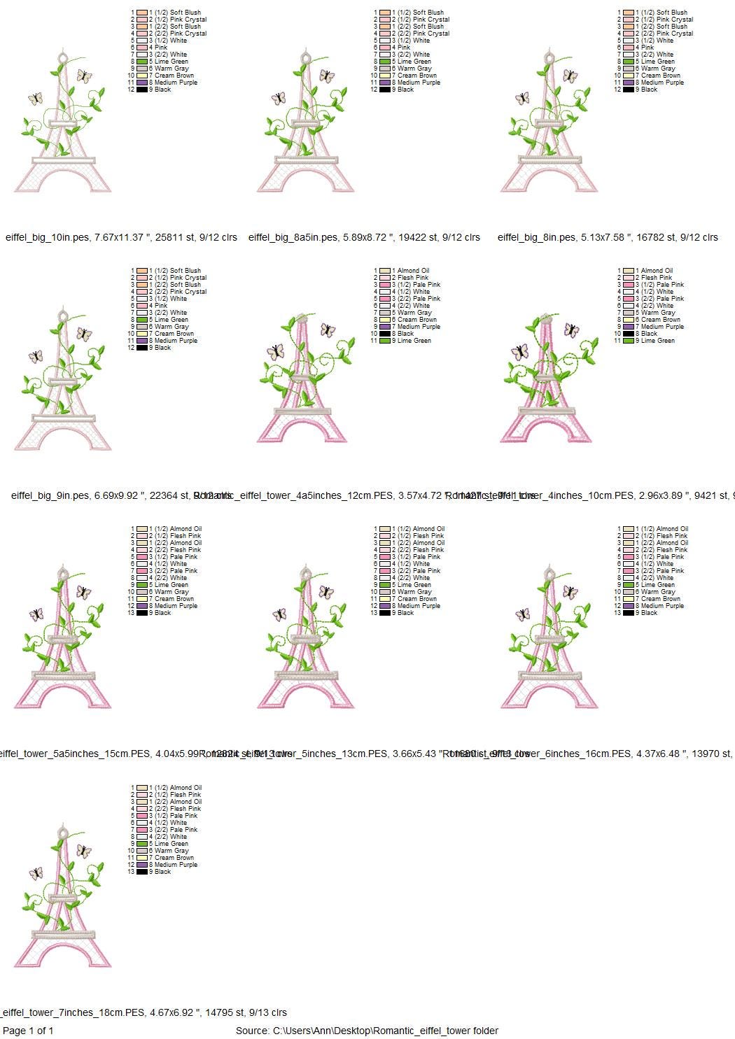 Romantic Eiffel Tower Applique