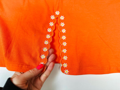 Floral Scalloped Edge Split Side Seam