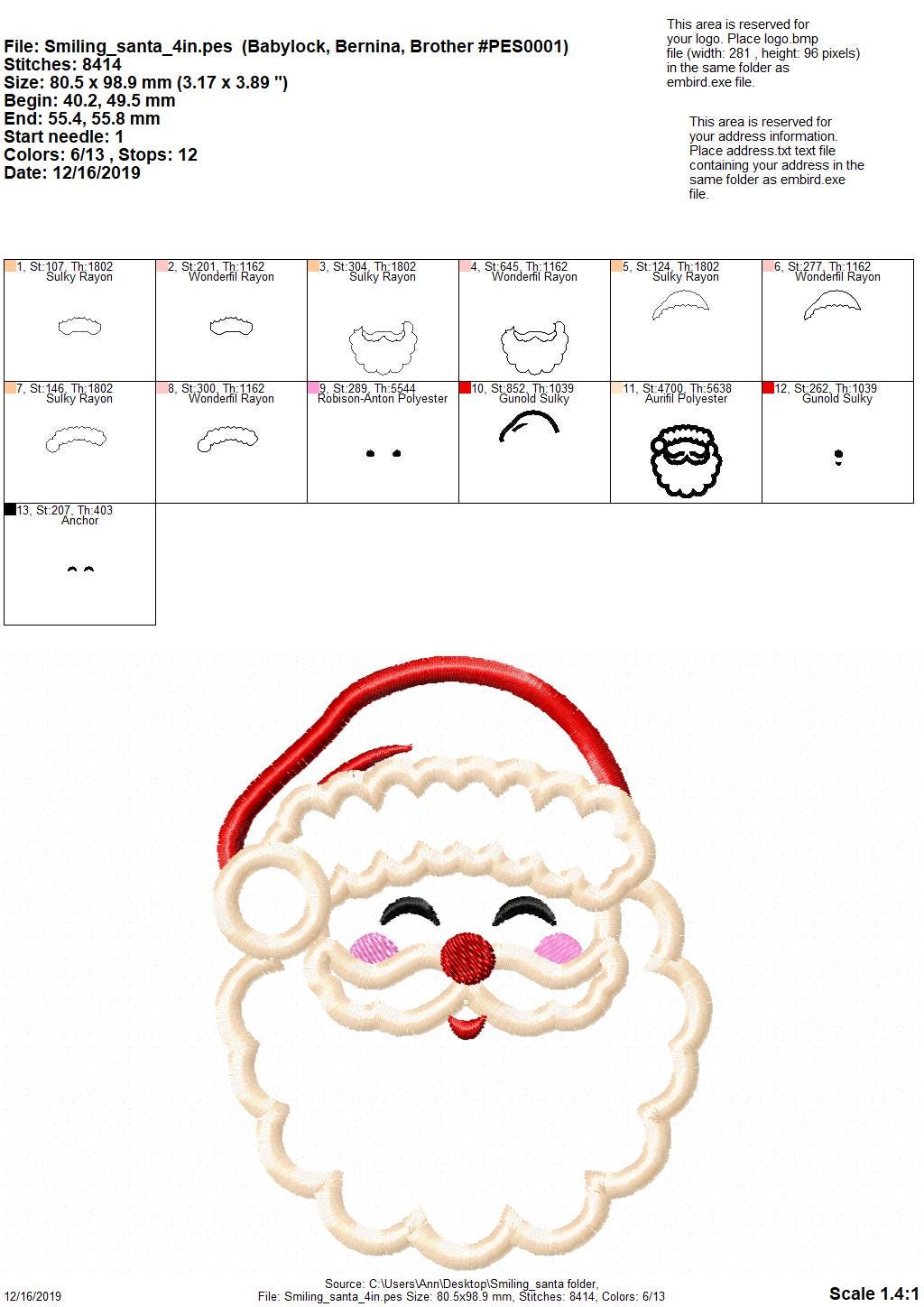 Smiling Happy Santa Claus Face Applique